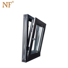 Soundproof insulated french aluminum tilt and turn window